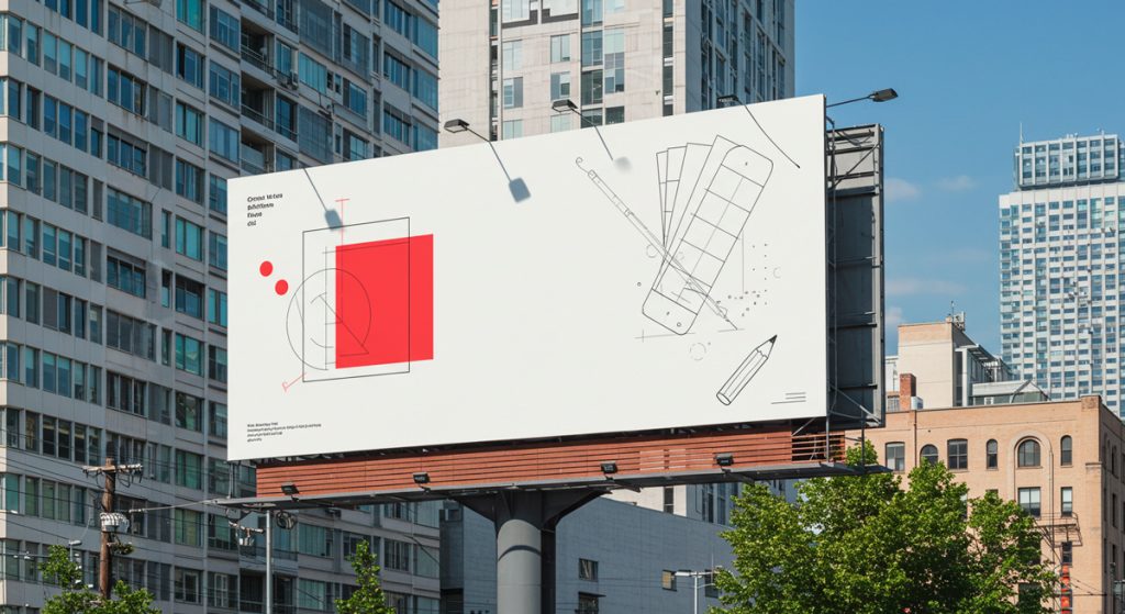 Publicidade em outdoor com imagens criativas.