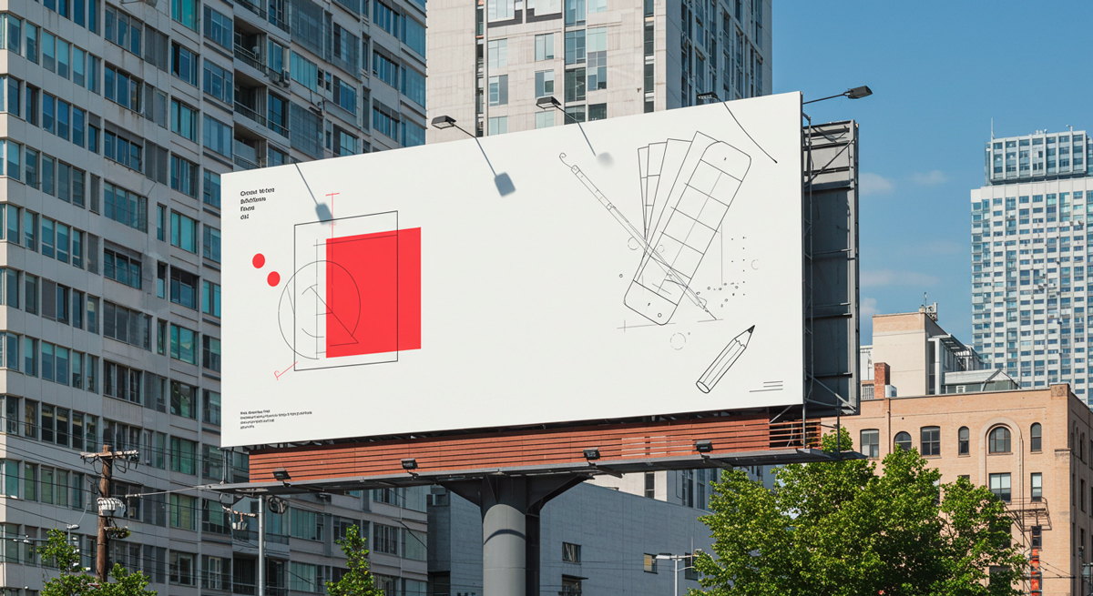 Publicidade em outdoor com imagens criativas.