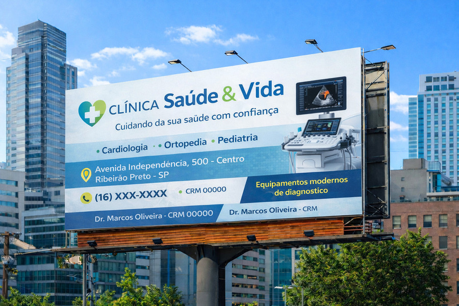 Excesso de informações é um dos principais erros em outdoor para clínicas médicas