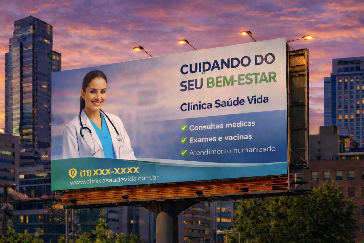 Outdoor para clínica médica conforme diretrizes do CFM