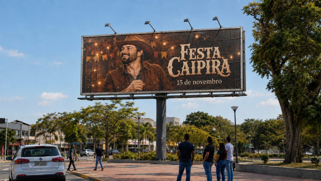 Oudoor para evento em Ribeirão Preto: Festa Caipira